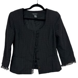 Etcetera Black Textured Ruffle Trim Blazer
